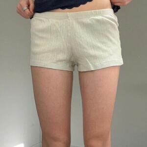 Brandy Melville Women's Cream and Green Shorts